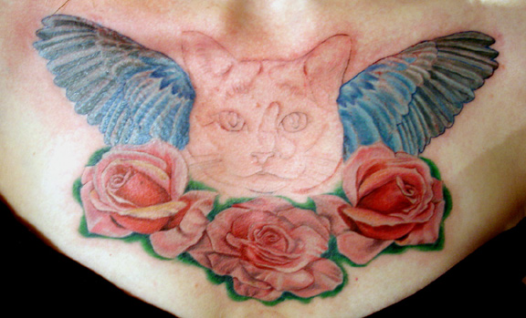 Tattoos - Memorial tattoos - kitty cat in progress